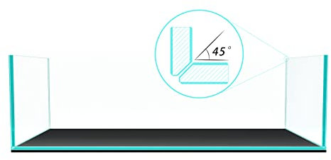 Fzone 9Gal Sharrow Randloses niedriges Eisen-Aquarium Nova klar ultraweiß 45° gehrte Kanten durchscheinendes Glas Anata Serie Aquarium mit schwarzer Schaumstoff-Nivelliermatte