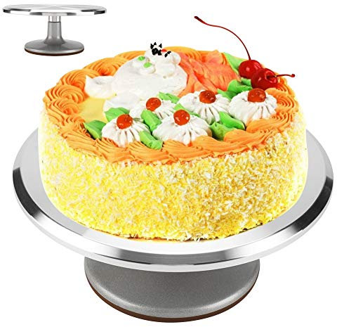 Giradischi per Torte Supporto per Decorare Torte Alluminio Silicone Argento 12 Pollici Giradischi per Torte in Alluminio Girevole Girevole Supporto per Decorare Pasticceria