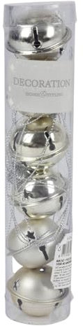 Koopman International Weihnachts-Glöckchen Baumschmuck 6er Set Anhänger matt&glänzend ø 4cm Dekoration, Farbe:Silber