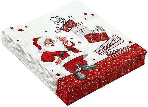 Weihnachtsmann Servietten 2-lagig (33 x 33 cm) I 20 Stück I Perfekt für Geburtstage, Partys, Hochzeiten, Kommunion und Feiern I Papierservietten Bunt - Blätter, Rahmen, Ornament I Leaves Frame