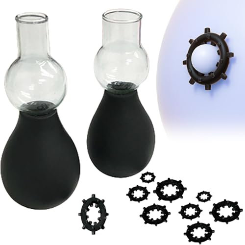 Jpscor Nipple Rings 2 Bulbs Nipple Pump, Silikon Brustringe Nipple Amplifier Enlargement mit 4 Größen Zahnradförmiger Rings Brust Stimulation SM Fetisch Bondage Sex Spielzeug Set für Frauen Männer