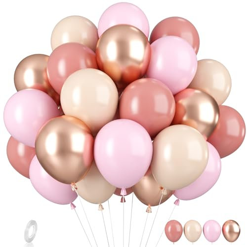 Blush Nude Balloons, 35pcs Blush and Rose Gold Balloons, Dusty Pink and Beige Latex Balloons for Girls Birthday Baby Shower Party, Boho Balloons for Wedding Anniversary Party Decorations