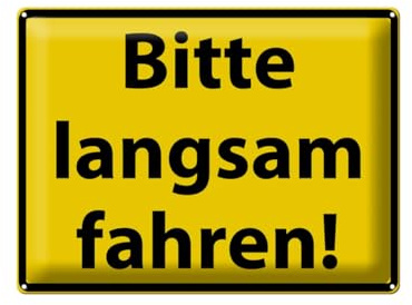 mrdeco Metall Schild 30x40cm gewölbt Bitte langsam fahren Blechschild