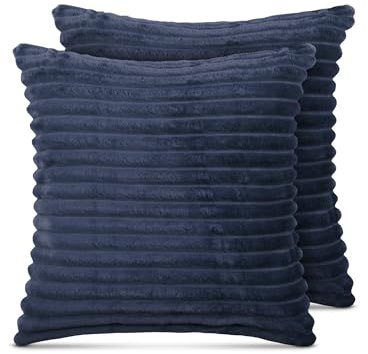 Bestlivings Sofakissen 45x45cm (2er Pack/Dunkelblau) Cord Optik - Kuschelig weicher Bezug mit Reißverschluss - Kissen - Öko Tex - Sofakissen, Dekokissen