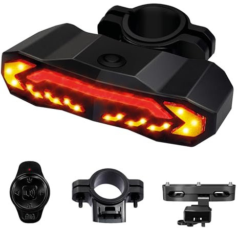 KIFLOW - Clignotant vélo & Alarme Velo | Inclus 2 Supports Fixations | Feu arrière avec télécommande | 5 Modes d’éclairage | Recharge USB | Etanche, Ultra Lumineux | Protection et sécurité maximale