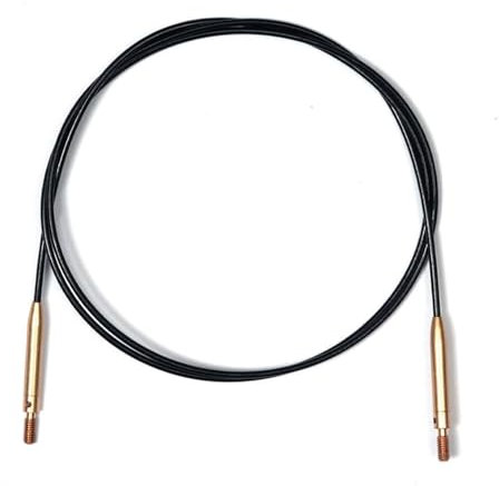 KnitPro - KnitPro Acciaio Inox Nero/Oro Cavo Fisso Intercambiabile per Ago da 120cm con Cappucci Terminali e Chiave Cavo - 1 Set