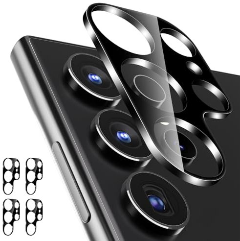 CloudValley 4 Pack Camera Lens Protector for Samsung Galaxy S24 Ultra, 9H Tempered Glass Lens Cover, Anti-Scratch & Case Friendly [Not Affect Flash & Night Shot], Black