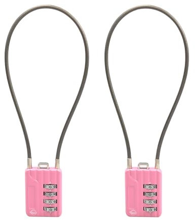 SISAV 4 Digit Combination Locks - 12 inches(30cm) Cable for School Gym Locker, Helmet, Filing Cabinets, Toolbox, Luggage Suitcase, Knapsack - 3mm Diameter - Pink (2 Pack)