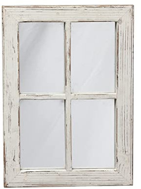 Sintosin Espejo de Ventana Rústico de 28 x 40 cm, Blanco Espejos Decorativos de Pared Hecho a Mano, Espejo Vintage con Marco para Pasillo, Salón, Cocina