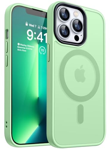 CANSHN Magnetisch für iPhone 13 Pro Hülle für MagSafe [TOP Magnetische Adsorption] [Militärschutz] Schutzhülle Samtige Touch Matt Anti-Kratzen Handyhülle iPhone 13 Pro Case, Matcha