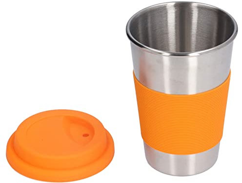Qcwwy Bicchiere in Acciaio Inossidabile, Bicchieri per Acqua per Bambini Resistenti e Infrangibili Bicchiere per Bere in Metallo Dal Design Impilabile con Custodia in Silicone per