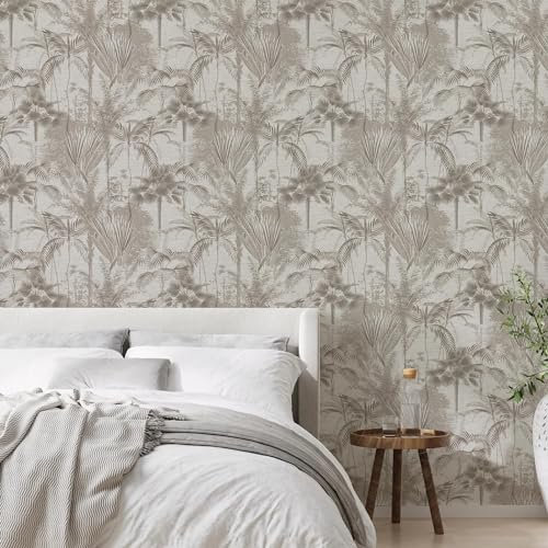 Sublime Jungle Texture Neutral Wallpaper | Paste The Wall Application | Beige Textured | 10M Roll