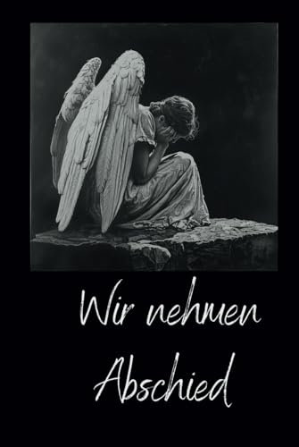 Kondolenzbuch: Wir nehmen Abschied: Gedenkbuch, Gästebuch mit Engel für die Beerdigung und Trauerfeier