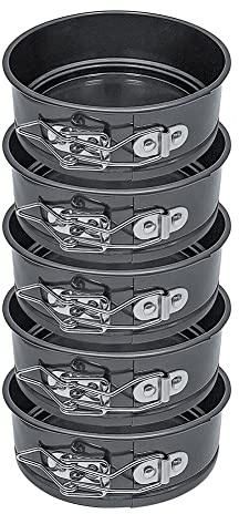 Qeunrtiy Juego de Moldes para Pasteles - Paquete de 5 Moldes para Hornear Redondos Antiadherentes con Fondo ExtraíBle, Moldes para Pasteles para Mini Tartas de Queso