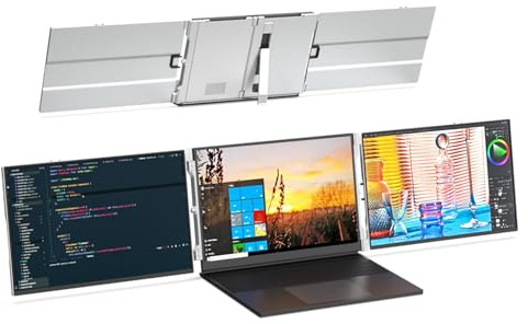 Tosuny 14 Zoll Dreifach Laptop Bildschirmverlängerung, Tragbarer 1200P FHD Dual Moni Tor mit HDMI und USB C, 180°Drehung, Tragbarer Moni Tor für 13,3 16 Zoll OS X Laptops