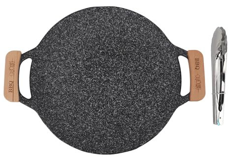ETAINGYEUN Circular BBQ Grill Pan Metal Nonstick Grill Barbecue Plate Multi purpose Frying Pan for Outdoor Camping (Extra Large: 60 X 40 X 15cm / 23.6 X 15.7 X 5.9in)