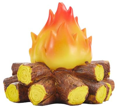 Faux feu de camp LED alimenté par piles avec bûches réalistes pour décorations de fête (gris, 14 x 12 x 9,5 cm)