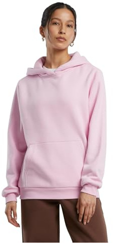 Build your Brand By289-ladies Fluffy Hoody Felpa con Cappuccio, Rosa Morbido, XS Donna