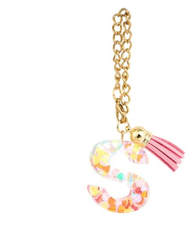 Colgante con asa inicial con cadena en forma de letra personalizada con asa para botella de agua para mujeres y niñas llavero