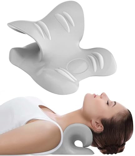 Cloudy Neck,Nackenstrecker,Nacken Kissen Massagegerät, Nackendehner, Haltungskorrektur,Relax Massagekissen,Linderung von Nackenverspannungen, Tragbar & Ergonomisch, Ideal für den Alltag (Grau)