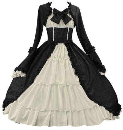 Damen Mittelalterliche Kleid mit Trompetenärmel Mittelalter Party Kostüm Maxikleid Halloween-Kostüme Halloween Kostüm Damen
