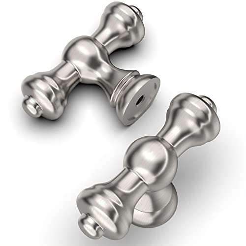 Amerdeco 10 Pièces Boutons de Meuble Nickel Brossé, Vintage, pour Armoires, Tiroirs et Portes de Cuisine UK0017