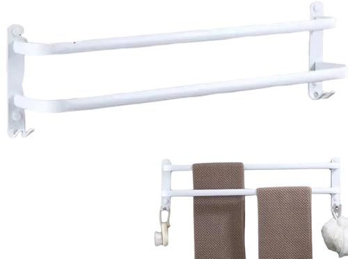 Porte-serviettes mural en aluminium blanc spatial, 40,6 cm, 2 niveaux pour salle de bain cuisine, hôtel, bureau