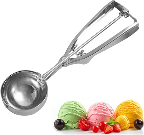 Ice Cream Scoops with Easy Trigger - Medium Sized (5cm) 304 Stainless Steel Cookie Scoop for Meatballs, Mellon Balls, Mashed Potatoes and Muffins