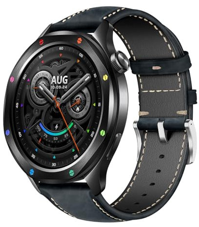 MaEiol 22mm Leder Armband für Xiaomi Watch S4 /S4 Sport /S3 / Xiaomi Redmi Watch 5 Active /5 Lite, Lederarmband Ersatzarmband Armbänder Uhrenarmband für Damen Herren - Blau