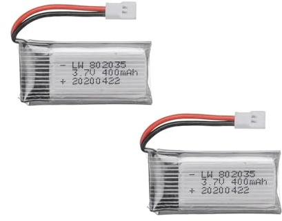 3.7V 400mAh 35C LiPo Battery With Charger For Mini RC Quadcopters – 37×20×8mm Replacement Battery Pack(2pcs)
