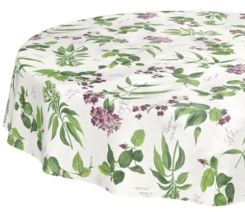 Wachstuchtischdecke Tischdecke abwaschbar Wachstischdecke pflegeleicht wasserabweisend Lotuseffekt Gartentischdecke Lavanda Rund 140 cm Schnittkante