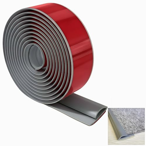 Selbstklebende Teppichkantenleiste, TPE-Material, Zuschneidbar auf Teppich- und Bodenübergangsleisten, Von Teppich zu Fliesen Vinylboden Laminat Abschlussleiste Abschlussprofil (Dunkelgrau, 10M