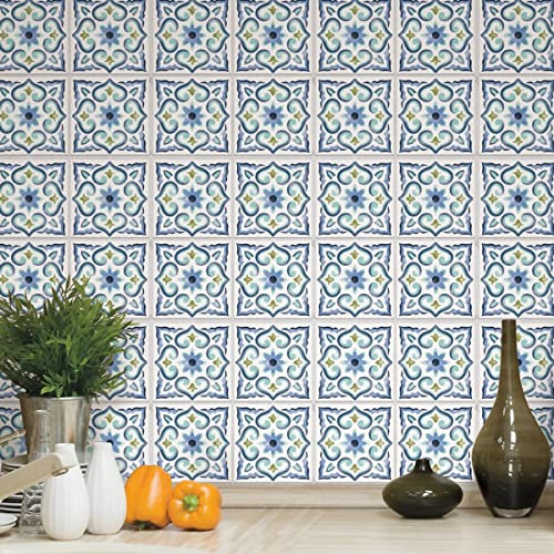 Thedecofactory ave10147 Steingut Adhesive Fliesen Zement mediterrannee, Vinyl, Mehrfarbig, 26 x 26 x 0,5 cm