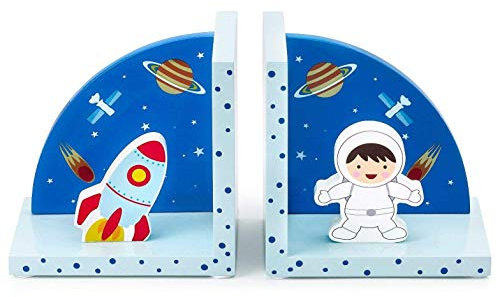 Mousehouse Gifts - Kinder 3D-Raketen-Buchstützen - aus Holz - Weltraum-Motiv
