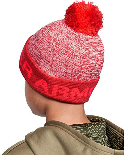 Under Armour Jungen Mütze Gametime Pom Beanie, Rot, One Size, 1345388-646
