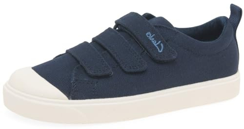 Clarks Unisex Kids City Vibe Sneaker, Navy Canvas, 1 UK