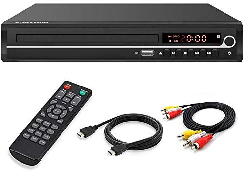 Foramor - Lettore DVD HDMI per supporto TV, 1080p, Full HD, con cavo HDMI, ingresso USB, ingresso regione gratuito, lettore DVD