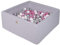 MEOWBABY Piscine à balles pour bébé – Fosses a Boules 90x90x40cm pour Enfants avec 300 balles – Piscine a Balle Enfant carrée en Coton, Gris Clair