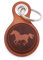 Samunshi® Pferd Schlüsselanhänger Leder Gravur Motiv für Männer und Frauen Individuell Schlüssel Anhänger Geschenk 8x4,8cm Cognac braun/graviert