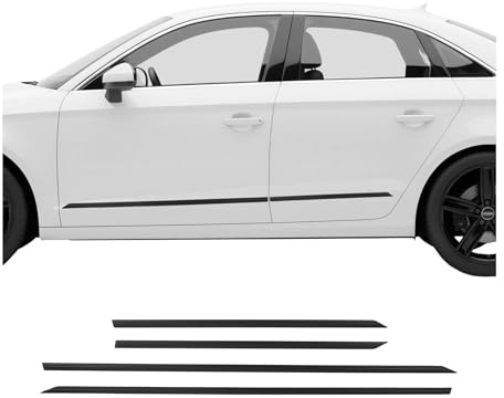 OMAC Lot de 4 baguettes de protection de portières latérales compatibles avec Audi A3 2012-2024 en aluminium noir
