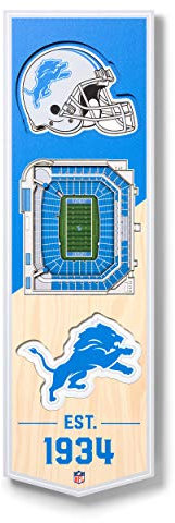 YouTheFan Unisex NFL Detroit Lions 3D Stadionbanner 15,2 x 48,3 cm Ford Field, Team-Farben, Einheitsgröße
