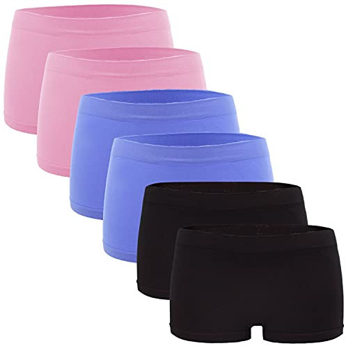 Fabio Farini - Damen Panties 6er Pack Hipsters Boxershorts nahtlos, Seamless aus weichem Microfaser-Gewebe 2X Hellblau/2x Schwarz/2x Rosa S-M (36/38)