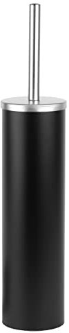 EPISTAR Silicone Toilet Brush & Holder Set - Stainless Steel - Replacement Heads Available - 45cm Tall - Toilet Brush Silicone with Long Handle (Black)