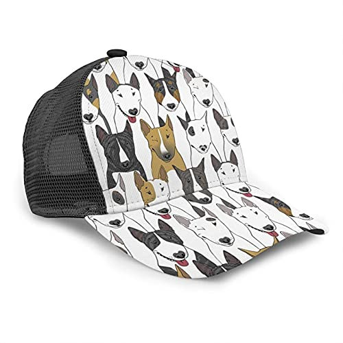 Oaieltj Unisex Baseball Cap Unisex Einstellbare Snapback Cap Cool Hip Hop Trucker Hat Atmungsaktive Dad Hat, Lustige Hunde Bullterrier, One size