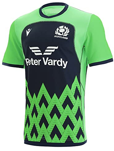 Macron Herren Scotland Rugby 2021/22 Trainingsshirt Berge, Neongrün