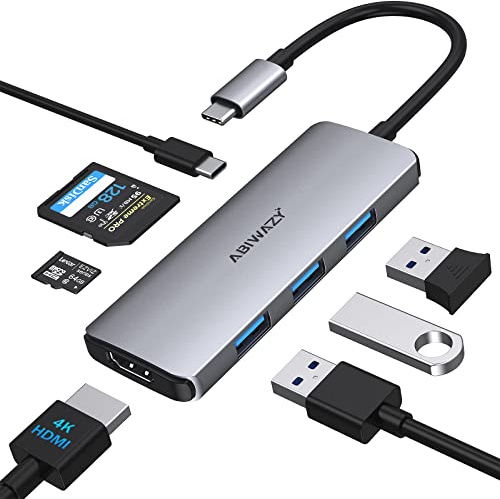 USB C Hub Adapter für MacBook Pro Air,7 IN 1 USB C Dongle Mac Zubehör USBC Multiport mit 4K HDMI,3 USB 3.0 Ports,100W PD, SD/TF Kartenleser für MacBook Pro Air M1 2021-2018,Surface,Dell,HP,Lenovo