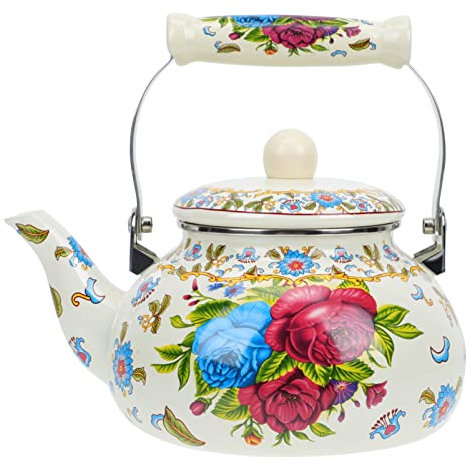 Desconocido Tetera esmaltada Tetera esmaltada Tetera Floral Tetera Tetera para Estufa Estilo Turco 2. 5L