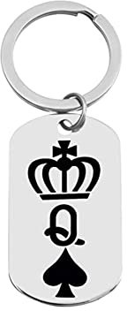 Wycian Schlüsselanhänger Silber Damen, Rave Schlüsselanhänger Gravur QUnd Krone Edelstahl für Frauen Männer Freundin