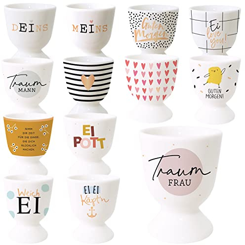 LS-LebenStil Gute Laune Eierbecher Slogan Traumfrau Exklusiv Echt-Gold, edle Eibecher, Eierhalter Eihalter, Deko am Frühstückstisch, Geschenk zur Hochzeit, Verlobung