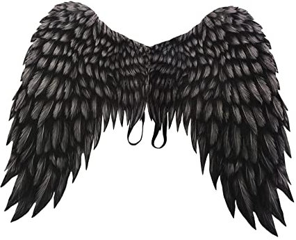 LOVIVER Grandes alas de ángel para Adultos Accesorios de Disfraces de Hadas Alas Decorativas Tela no Tejida Impresa para Fiesta Carnaval de Halloween Mardi, Negro